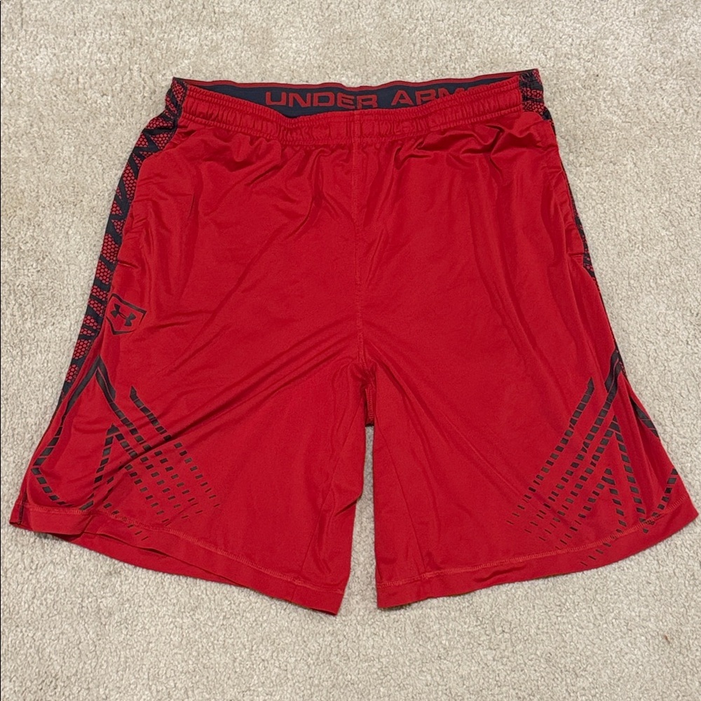 Under Armour Red Shorts with Gray Waistband